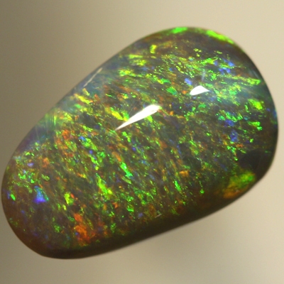 SOLID BLACK OPAL High dome with an even pattern of orange and green. SEE VIDEO